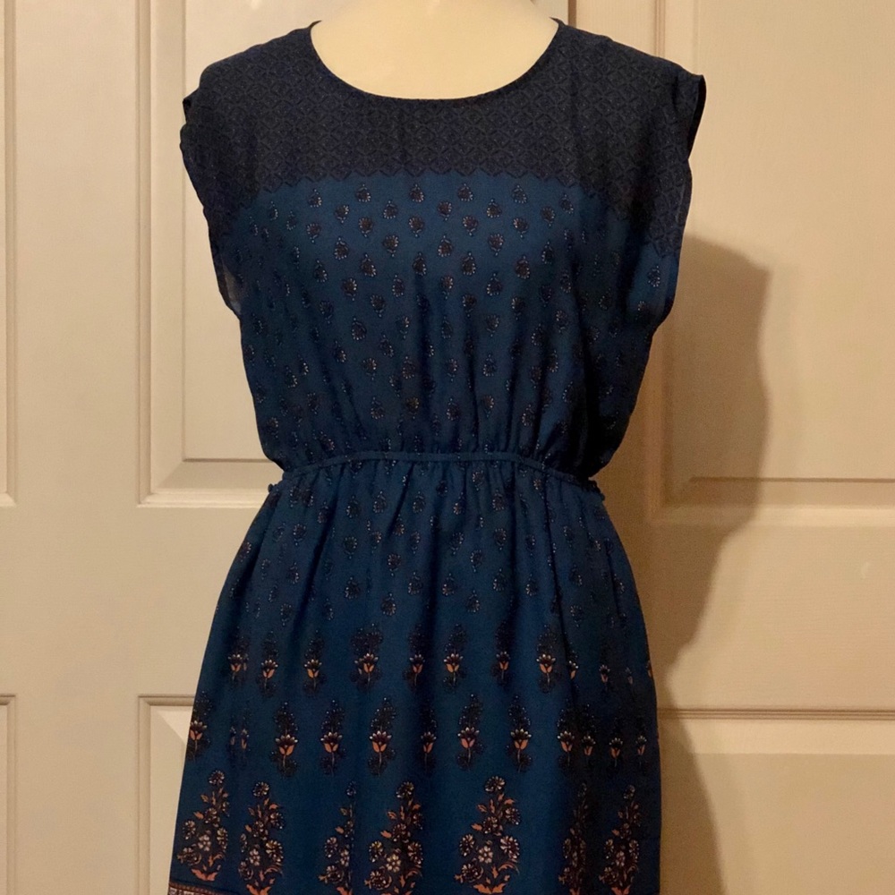 Blue Patterned Mini Dress